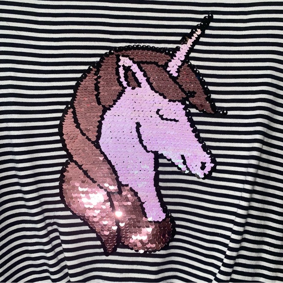 NWT Girls Bejeweled Super Soft Unicorn Sequenced Long Sleeve Shirt w/ Tie Front - Picture 2 of 5